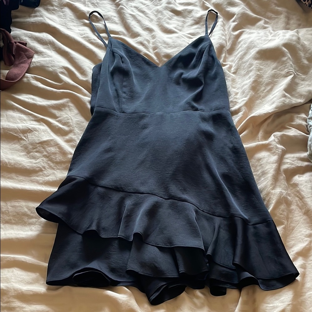 Elegant Black Ruffled Dress/Romper